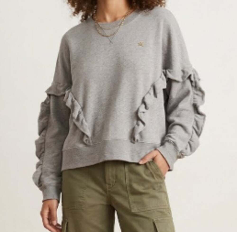 Madewell Mile(s) Gray Ruffle Sweatshirt sz L